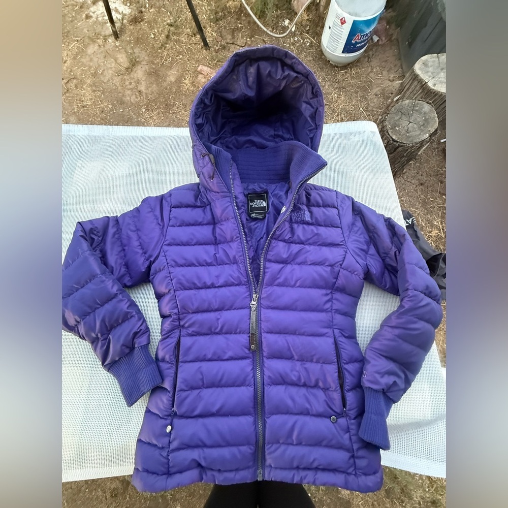 WOMENS The North Face Totally Down Hooded Jacket SZ S/P Purple 600 - Picture 16 of 16
